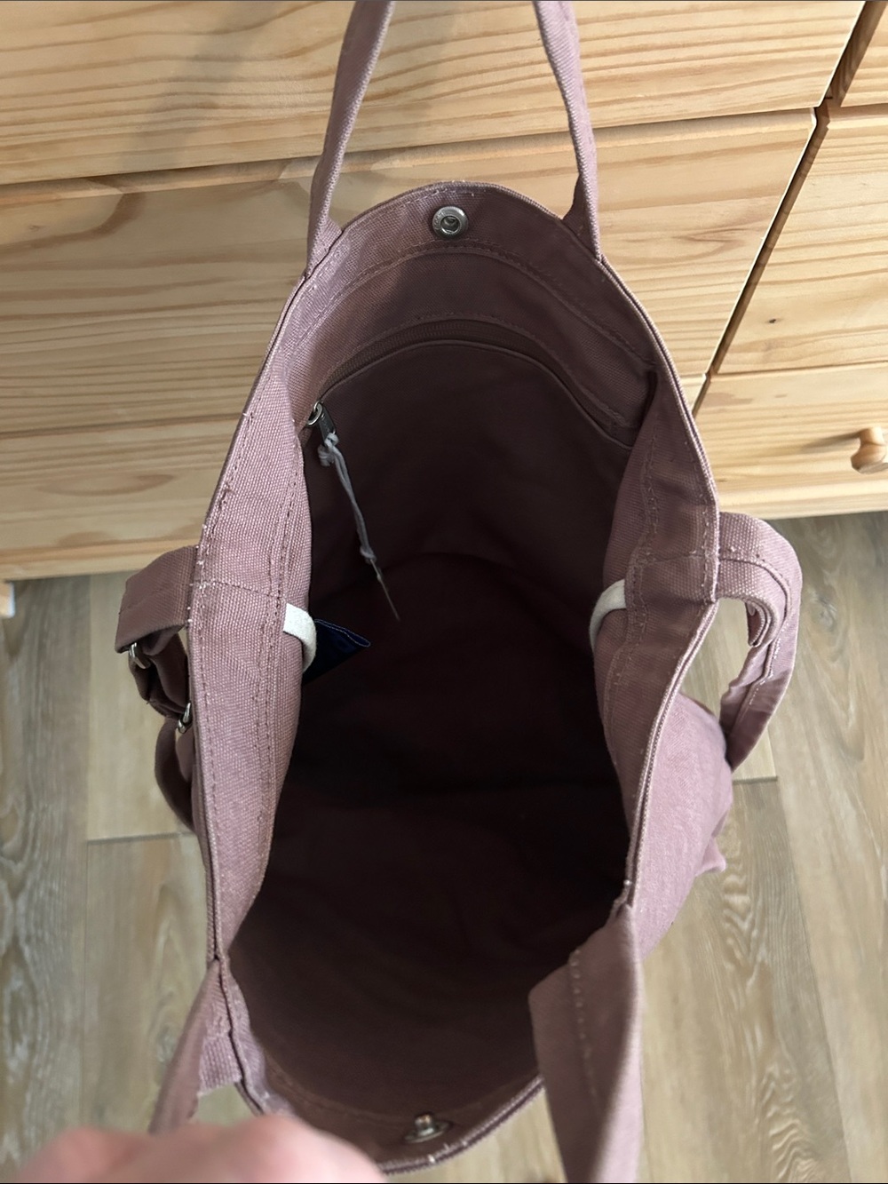 Baggu Duck Bag Mauve Canvas Everyday Tote Bag with Crossbody Strap - Picture 3 of 5